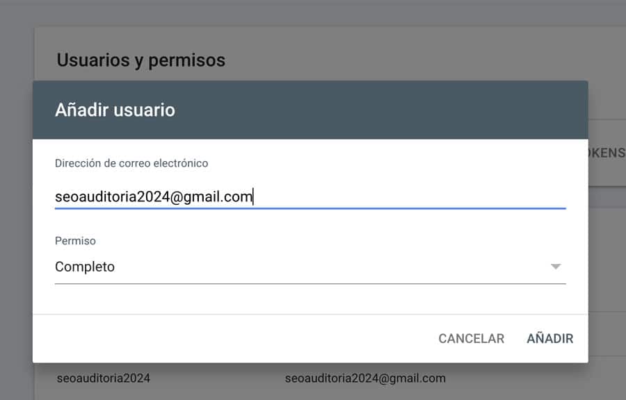 Dar accesos a usuarios en Search Console