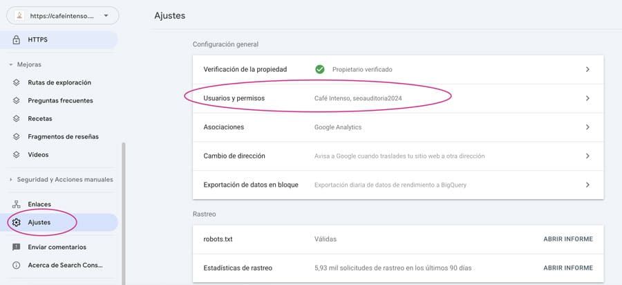 Dar accesos a usuarios en Search Console