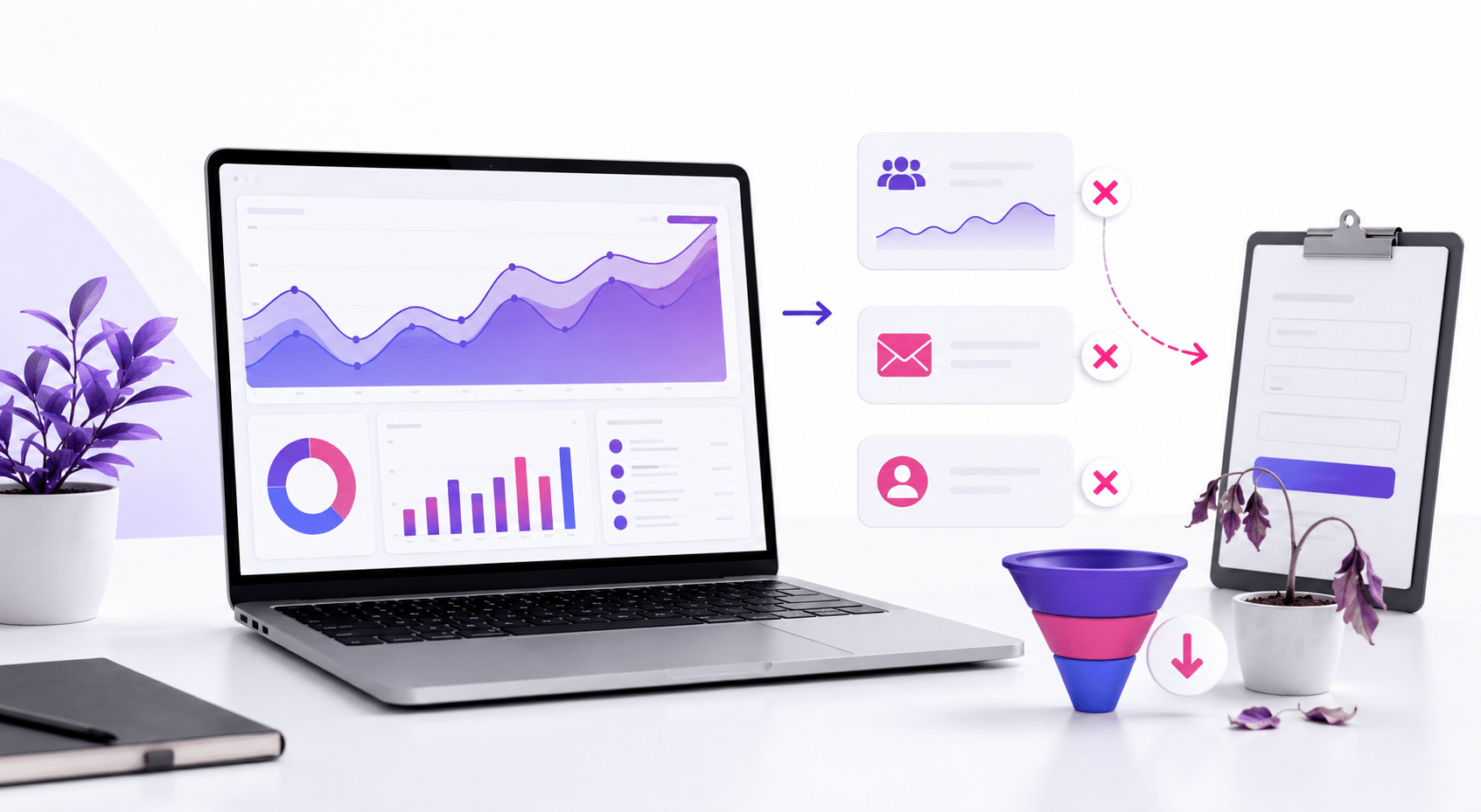 Dashboard con tráfico web y pocas conversiones, señal de que una web necesita auditoría SEO